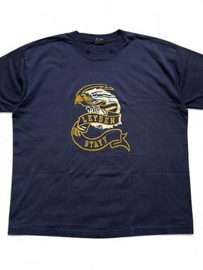 Vintage 1990s School Leyden Staff Navy Eagle Graphic T-Shirt XXL